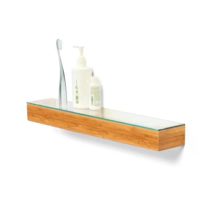 Bamboo Bathroom Shelf with Glass Top